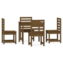 vidaXL Set de comedor de jardín 5 pzas madera maciza pino marrón miel