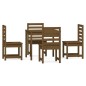 vidaXL Set de comedor de jardín 5 pzas madera maciza pino marrón miel vidaXL Set de comedor de jardín 5 pzas madera maciza pino marrón miel