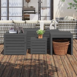 vidaXL Juego de cajas de jardín 4 piezas madera maciza de pino gris