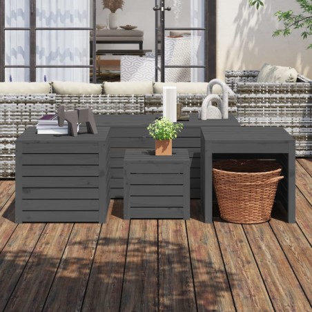 vidaXL Juego de cajas de jardín 4 piezas madera maciza de pino gris
