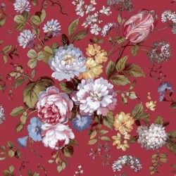 Noordwand Papel pintado Blooming Garden 6 Big Flowers rojo y azul
