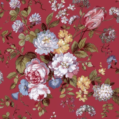 Noordwand Papel pintado Blooming Garden 6 Big Flowers rojo y azul