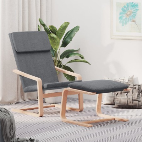 vidaXL Sillón de relax con taburete tela gris oscuro