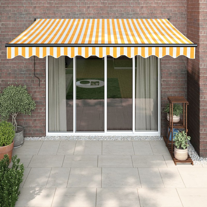 vidaXL Toldo retráctil automático amarillo y blanco 3x2,5 m vidaXL Toldo retráctil automático amarillo y blanco 3x2,5 m