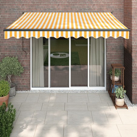vidaXL Toldo retráctil automático amarillo y blanco 3x2,5 m