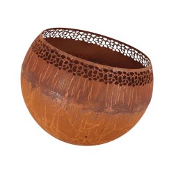 Esschert Design Brasero en forma de bola con puntitos color óxido