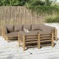 vidaXL Set de muebles de jardín 10 piezas bambú y cojines gris taupé vidaXL Set de muebles de jardín 10 piezas bambú y cojines gris taupé