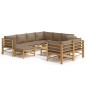 vidaXL Set de muebles de jardín 10 piezas bambú y cojines gris taupé vidaXL Set de muebles de jardín 10 piezas bambú y cojines gris taupé