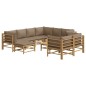 vidaXL Set de muebles de jardín 10 piezas bambú y cojines gris taupé vidaXL Set de muebles de jardín 10 piezas bambú y cojines gris taupé