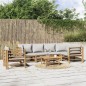 vidaXL Set de muebles de jardín 7 piezas bambú y cojines gris claro vidaXL Set de muebles de jardín 7 piezas bambú y cojines gris claro