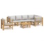 vidaXL Set de muebles de jardín 7 piezas bambú y cojines gris claro vidaXL Set de muebles de jardín 7 piezas bambú y cojines gris claro