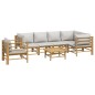vidaXL Set de muebles de jardín 7 piezas bambú y cojines gris claro vidaXL Set de muebles de jardín 7 piezas bambú y cojines gris claro