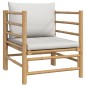 vidaXL Set de muebles de jardín 7 piezas bambú y cojines gris claro vidaXL Set de muebles de jardín 7 piezas bambú y cojines gris claro