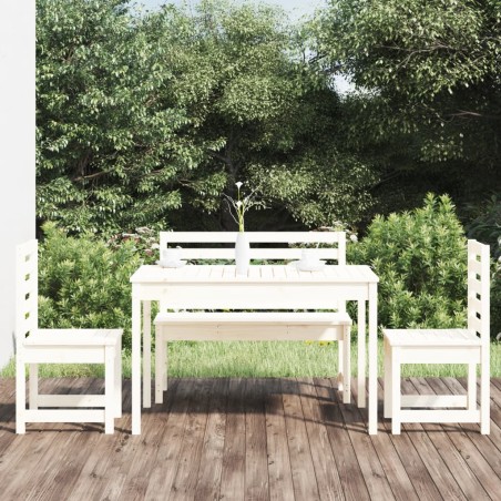 vidaXL Juego de comedor de jardín 4 piezas madera maciza pino blanco