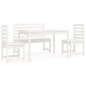 vidaXL Juego de comedor de jardín 4 piezas madera maciza pino blanco vidaXL Juego de comedor de jardín 4 piezas madera maciza pino blanco
