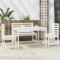 vidaXL Juego de comedor de jardín 4 piezas madera maciza pino blanco vidaXL Juego de comedor de jardín 4 piezas madera maciza pino blanco