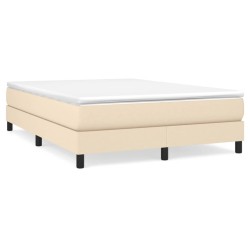 vidaXL Cama box spring con colchón tela color crema 140x190 cm
