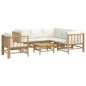 vidaXL Set de muebles de jardín 7 piezas bambú y cojines blanco crema vidaXL Set de muebles de jardín 7 piezas bambú y cojines blanco crema