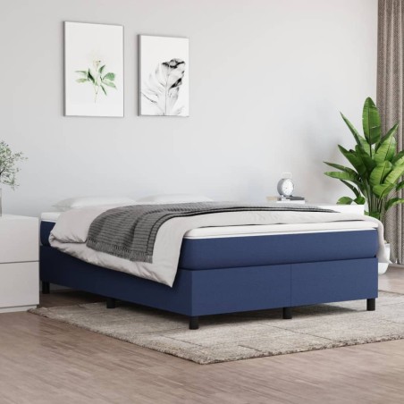vidaXL Cama box spring con colchón tela azul 140x200 cm