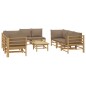 vidaXL Set de muebles de jardín 9 piezas bambú y cojines gris taupé vidaXL Set de muebles de jardín 9 piezas bambú y cojines gris taupé