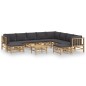 vidaXL Set de muebles de jardín 11 pzas bambú con cojines gris oscuro vidaXL Set de muebles de jardín 11 pzas bambú con cojines gris oscuro