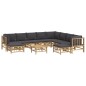 vidaXL Set de muebles de jardín 11 pzas bambú con cojines gris oscuro vidaXL Set de muebles de jardín 11 pzas bambú con cojines gris oscuro