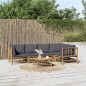 vidaXL Set de muebles de jardín 6 piezas bambú con cojines gris oscuro vidaXL Set de muebles de jardín 6 piezas bambú con cojines gris oscuro