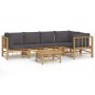 vidaXL Set de muebles de jardín 6 piezas bambú con cojines gris oscuro vidaXL Set de muebles de jardín 6 piezas bambú con cojines gris oscuro