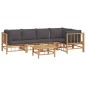 vidaXL Set de muebles de jardín 6 piezas bambú con cojines gris oscuro vidaXL Set de muebles de jardín 6 piezas bambú con cojines gris oscuro