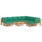 vidaXL Set de muebles de jardín 11 piezas bambú con cojines verde vidaXL Set de muebles de jardín 11 piezas bambú con cojines verde