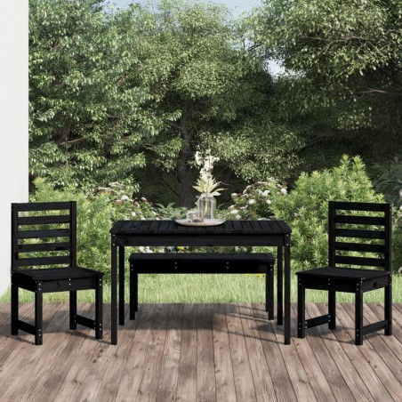 vidaXL Juego de comedor de jardín 4 piezas madera maciza pino negro