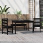 vidaXL Juego de comedor de jardín 4 piezas madera maciza pino negro