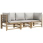 vidaXL Set de muebles de jardín 3 piezas bambú y cojines gris claro vidaXL Set de muebles de jardín 3 piezas bambú y cojines gris claro