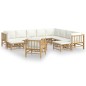 vidaXL Set de muebles de jardín 12 piezas bambú y cojines blanco crema vidaXL Set de muebles de jardín 12 piezas bambú y cojines blanco crema