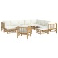 vidaXL Set de muebles de jardín 12 piezas bambú y cojines blanco crema vidaXL Set de muebles de jardín 12 piezas bambú y cojines blanco crema
