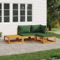 vidaXL Juego muebles de jardín 4 piezas madera maciza y cojines verdes
