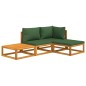 vidaXL Juego muebles de jardín 4 piezas madera maciza y cojines verdes