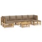 vidaXL Set de muebles de jardín 8 piezas bambú y cojines gris taupé vidaXL Set de muebles de jardín 8 piezas bambú y cojines gris taupé