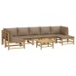 vidaXL Set de muebles de jardín 8 piezas bambú y cojines gris taupé vidaXL Set de muebles de jardín 8 piezas bambú y cojines gris taupé