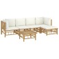 vidaXL Set de muebles de jardín 6 piezas bambú y cojines blanco crema vidaXL Set de muebles de jardín 6 piezas bambú y cojines blanco crema