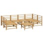 vidaXL Set de muebles de jardín 7 piezas bambú y cojines gris claro