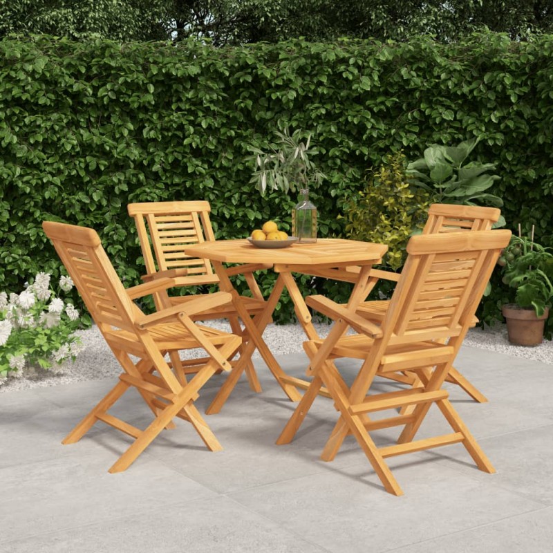 vidaXL Juego de comedor para jardín 5 piezas madera maciza de teca vidaXL Juego de comedor para jardín 5 piezas madera maciza de teca