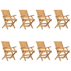 vidaXL Sillas de jardín plegables 8 uds madera maciza teca 56x63x90 cm