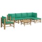vidaXL Set de muebles de jardín 7 piezas bambú con cojines verde vidaXL Set de muebles de jardín 7 piezas bambú con cojines verde