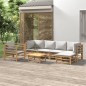 vidaXL Set de muebles de jardín 7 piezas bambú y cojines gris claro vidaXL Set de muebles de jardín 7 piezas bambú y cojines gris claro