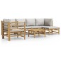 vidaXL Set de muebles de jardín 7 piezas bambú y cojines gris claro vidaXL Set de muebles de jardín 7 piezas bambú y cojines gris claro