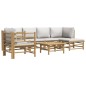 vidaXL Set de muebles de jardín 7 piezas bambú y cojines gris claro vidaXL Set de muebles de jardín 7 piezas bambú y cojines gris claro