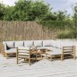 vidaXL Set de muebles de jardín 12 piezas bambú y cojines gris claro vidaXL Set de muebles de jardín 12 piezas bambú y cojines gris claro