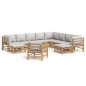 vidaXL Set de muebles de jardín 12 piezas bambú y cojines gris claro vidaXL Set de muebles de jardín 12 piezas bambú y cojines gris claro