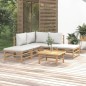 vidaXL Set de muebles de jardín 6 piezas bambú con cojines gris claro vidaXL Set de muebles de jardín 6 piezas bambú con cojines gris claro